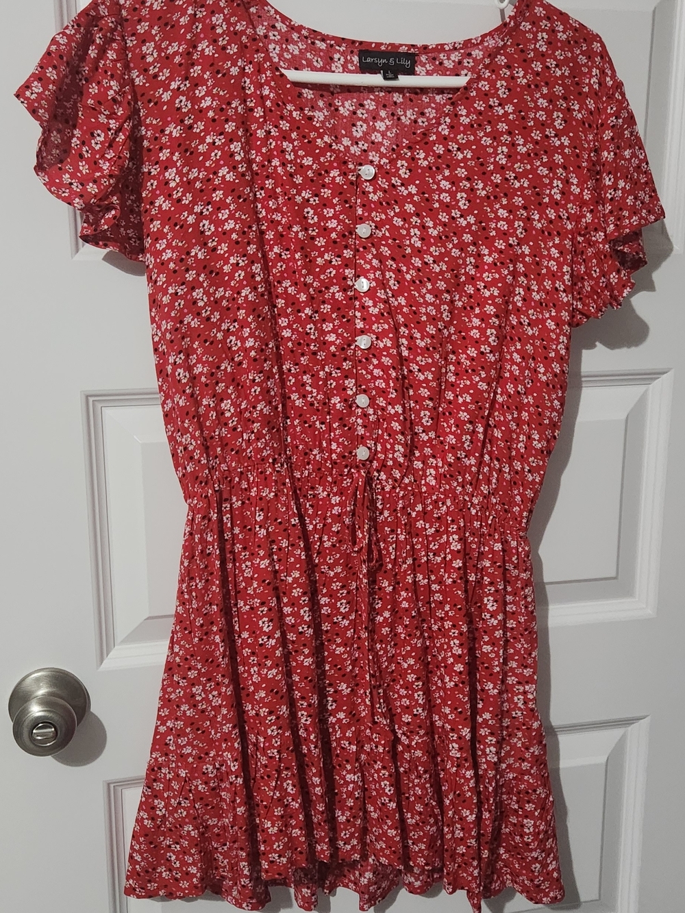Lindsay & Lilly Red Floral Button Front Dress